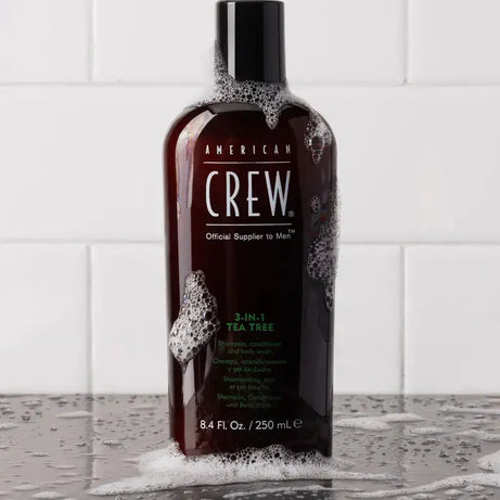 American Crew Shampoo, balsamo e bagnoschiuma 3 in 1 all'albero del tè
