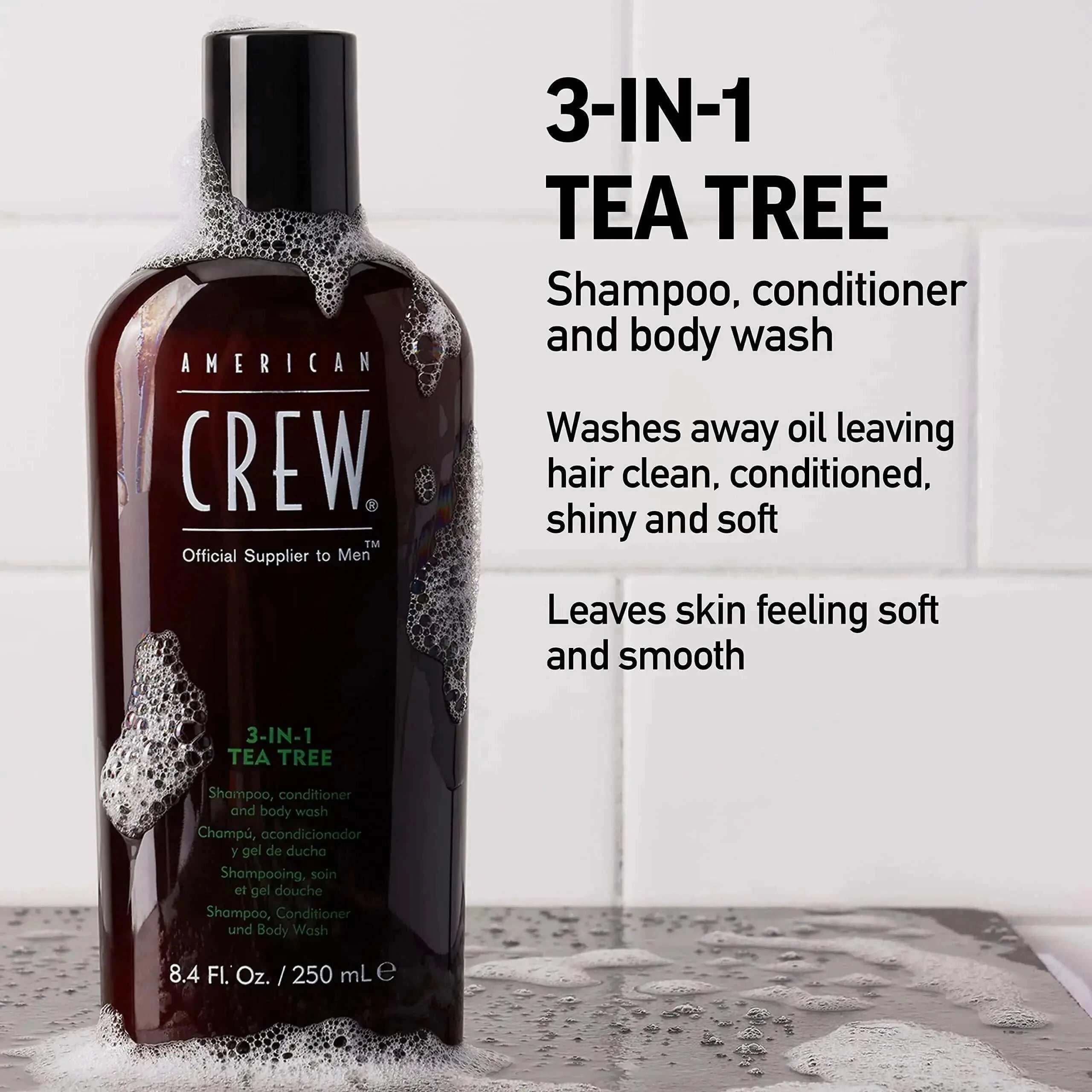 American Crew 3 in 1 Tea Tree Shampoo, Conditioner & Body Wash - RoyalBeards