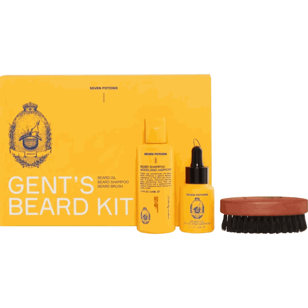 Seven Potions Beard Grooming Set - Beard Oil, Shampoo, Brush - RoyalBeards